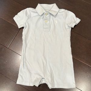 Ralph Lauren Baby Blue Polo Shortall Romper Size 12 Months